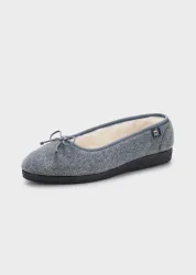 Ballerina-Hausschuhe mit Schurwolle - grau - Gr. 37 von Goldner Fashion