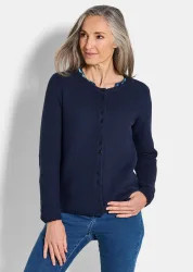 Strickjacke aus reiner Baumwolle - marine - Gr. 54 von Goldner Fashion