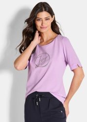 T-Shirt mit Metallic-Print - rosé - Gr. 42 von Goldner Fashion