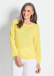 Kaschmirpullover mit U-Boot Ausschnitt - gelb - Gr. 20 von Goldner Fashion