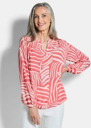Leichte Bluse aus reiner Viskose - koralle / gemustert - Gr. 21 von Goldner Fashion