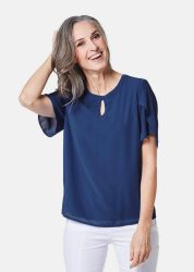 Bluse mit aufregender Ärmellösung - dunkelblau - Gr. 19 von Goldner Fashion