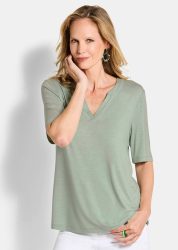 Jersey-Shirt aus weicher Viskose - salbei - Gr. 21 von Goldner Fashion