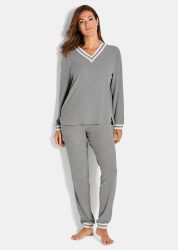 Pyjama mit grossem V-Ausschnitt - grau - Gr. 48 von Goldner Fashion