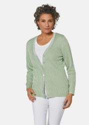 Pflegeleichte Strickjacke in hochwertiger Rippenstruktur - salbei - Gr. 19 von Goldner Fashion
