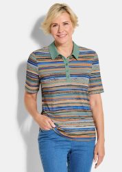 Geringeltes Poloshirt aus Viskose-Jersey - terrakotta / gemustert - Gr. 25 von Goldner Fashion