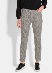 Druckhose LOUISA in Scuba-Qualität - schwarz / beige / gemustert - Gr. 42 von Goldner Fashion