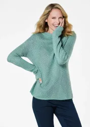 Pullover in Reiskorn-Effekt - mint / gemustert - Gr. 20 von Goldner Fashion
