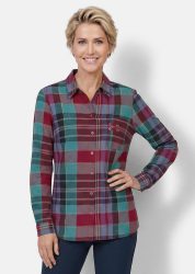 Karierte Hemdbluse aus reiner Baumwolle - rot / gemustert - Gr. 38 von Goldner Fashion