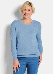 Strickpullover mit Zickzack-Zopfmuster - hellblau - Gr. 21 von Goldner Fashion