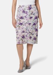 Leicht schwingender Druckrock - beere / salbei / gemustert - Gr. 19 von Goldner Fashion