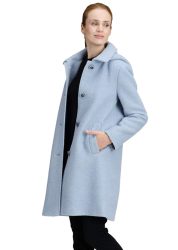 Edler Wollmantel mit abnehmbarer Kapuze - hellblau - Gr. 42 von Goldner Fashion
