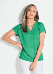 Shirt aus luftigem Viskosejersey - grün - Gr. 20 von Goldner Fashion