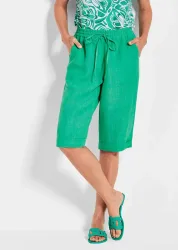Bermudahose CARLA aus reinem Leinen - grün - Gr. 23 von Goldner Fashion