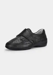Halbschuhe mit breitem Klettverschluss - schwarz - Gr. 41,5 von Goldner Fashion