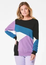 Strickpullover mit Intarsienmuster - schwarz / gemustert - Gr. 54 von Goldner Fashion