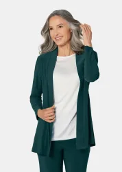 Weich fallende Jersey-Longjacke - smaragd - Gr. 19 von Goldner Fashion