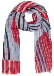 Luftiges Schaltuch im maritimen Look - blau / rot - Gr. Einheitsgröße von Goldner Fashion