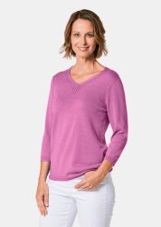 Unkomplizierter Pullover mit V-Ausschnitt - pink - Gr. 25 von Goldner Fashion