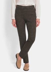 Schlupfhose CARLA mit grafischem Minimalprint - schwarz / beige / gemustert - Gr. 21 von Goldner Fashion