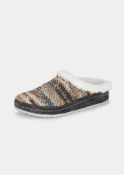 Pantoffel mit Lammfell - grau / braun - Gr. 37 von Goldner Fashion
