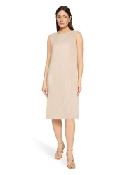 Goldschimmerndes Plisseekleid ohne Ärmel - beige - Gr. 44 von Goldner Fashion