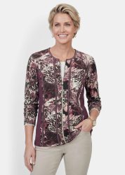 Taillierte Shirtjacke aus Viskose-Jersey - beere / gemustert - Gr. 46 von Goldner Fashion