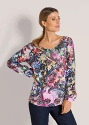 Bluse mit Paisley-Muster - bunt / gemustert - Gr. 21 von Goldner Fashion