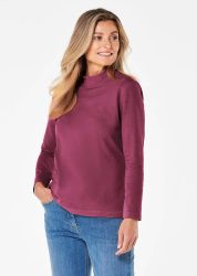 Stehkragenshirt mit Langarm - bordeaux - Gr. 48 von Goldner Fashion