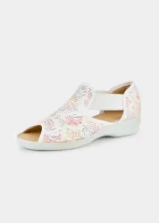 Sandalen mit Blumenprint - weiss / bunt - Gr. 38 von Goldner Fashion