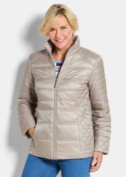 Steppjacke mit Reissverschlusstaschen - taupe - Gr. 20 von Goldner Fashion