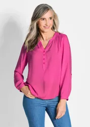Bluse aus reiner Viskose - pink - Gr. 46 von Goldner Fashion