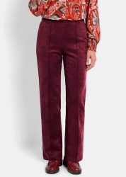 Weite Hose VERA in Veloursleder-Optik - bordeaux - Gr. 26 von Goldner Fashion