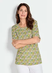 Shirt mit trendigem Druck - grün / gelb / gemustert - Gr. 20 von Goldner Fashion