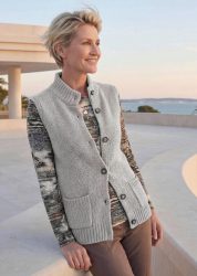 Leichte Strickweste mit Knopfleiste - grau - Gr. 21 von Goldner Fashion