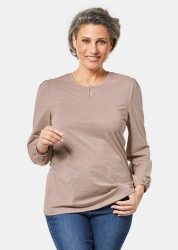 Besonderes T-Shirt mit metallisiertem Effektgarn - beige - Gr. 22 von Goldner Fashion