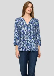 Schlupfbluse aus reiner Viskose - blau / lila - Gr. 44 von Goldner Fashion