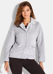 Fleecejacke mit grossen Knöpfen - grau - Gr. 48 von Goldner Fashion