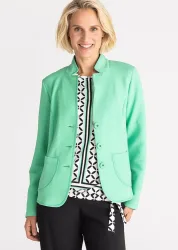 Jersey-Blazer mit kleinem Stehkragen - grün - Gr. 40 von Goldner Fashion