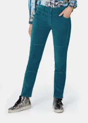 Weiche Samthose LOUISA in bequemer Stretch-Qualität - petrol - Gr. 27 von Goldner Fashion