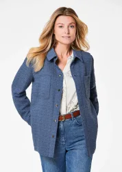 Hemdjacke in Boulcéoptik - rauchblau - Gr. 19 von Goldner Fashion