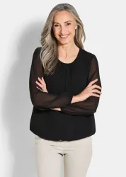 Elegante Bluse aus Chiffon - schwarz - Gr. 20 von Goldner Fashion