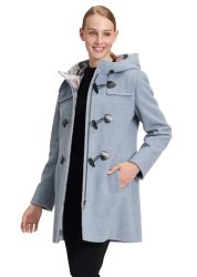 Dufflecoat aus Woll-Mix-Qualität - hellblau / méliert - Gr. 40 von Goldner Fashion