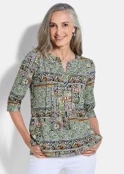 Tunika aus weichem Viskose-Jersey - grün / gemustert - Gr. 38 von Goldner Fashion