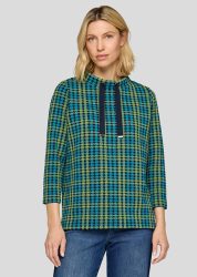 Sweatshirt mit Hahnentrittmuster - blau / türkis / grün - Gr. 42 von Goldner Fashion