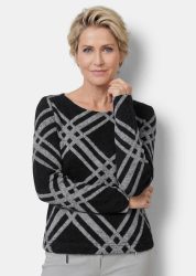 Sweatshirt aus pflegeleichtem Jersey - schwarz / grau / gemustert - Gr. 25 von Goldner Fashion