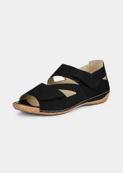 Sandale mit verstellbarem Klettriemen - schwarz - Gr. 41 von Goldner Fashion