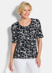 Jersey-Shirt mit Blumenmuster - schwarz / weiss / gemustert - Gr. 20 von Goldner Fashion
