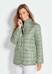 Leichte Steppjacke mit vielen Details - graugrün - Gr. 19 von Goldner Fashion