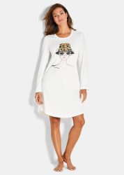 Nachthemd mit Animal Print - cremeweiss - Gr. 36/38 von Goldner Fashion